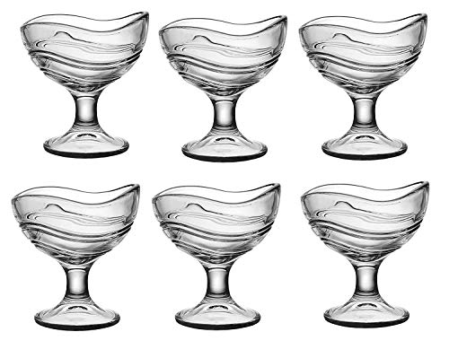 Image of Glassbunny Crystal Glass Ice Cream Cups Premium Ice Cream Glasses Cups Dishes for Home Milkshake, Yogurts, Fruit & Pudding Serving Bowl Salad Dessert Cup 150ML Pack of 6