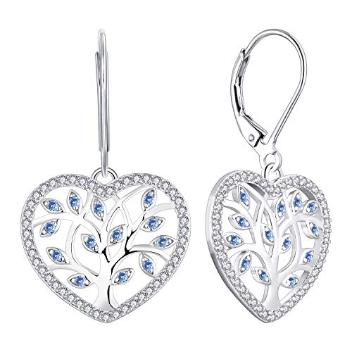 Boucles d'oreilles arbre de vie argent 925 anti-allergie avec zircons