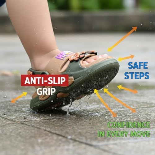 Image of GLJ Kids Comfort Clogs Sandals for Boy and Girl, 1 to 14 Years, Two-Strap Design, Easy to Wear Slip On, Dust and Waterproof, 1100