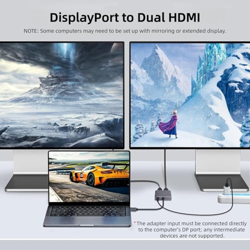 Adaptateur DisplayPort vers double HDMI pour étendre l'affichage PC