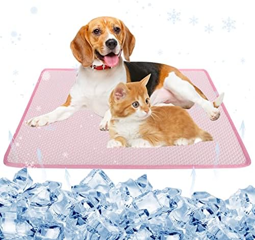 Beaface Dog Cooling Mat, Pet Self Cooling Pad Mats for Dogs, Dog Cooling Bed Cool Mats for Pets Small Medium Large Dogs Indoor Outdoor Summer (S, Pink)