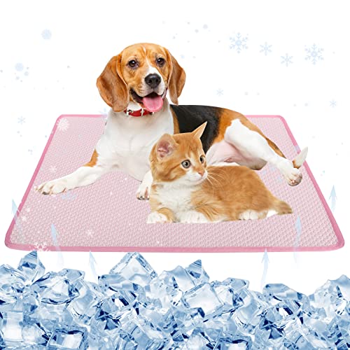 Beaface Tapete de refrigeración para perros, tapete de refrigeración automática para mascotas, cama fresca para mascotas, perros pequeños, medianos y grandes, verano (L, rosa)