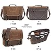 NEWHEY Sac Messenger Homme Sacoches Ordinateur Portable Cuir Vintage Toile Sac à Bandoulière Homme Imperméables Mallette d'affaires pour Travail et Scolaire 15.6 Marron #5