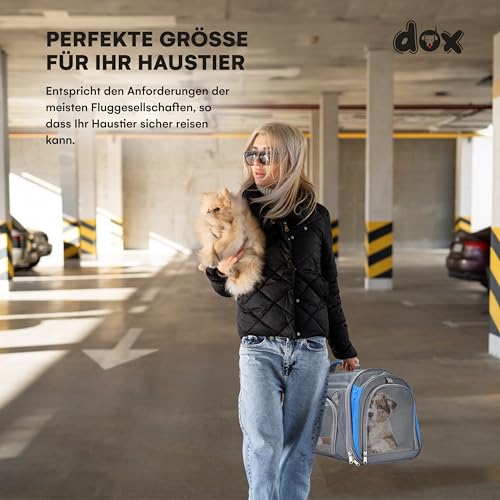 DDOXX transportbox Katze - Airplane Tiertransporttasche aus Netzgewebe - Flugzeugtauglich, Autositz, mobiles Hundebett, mit Tasche & herausnehmbarem Einsatz, inkl. Leine - 49x30x33 cm – Bild 3