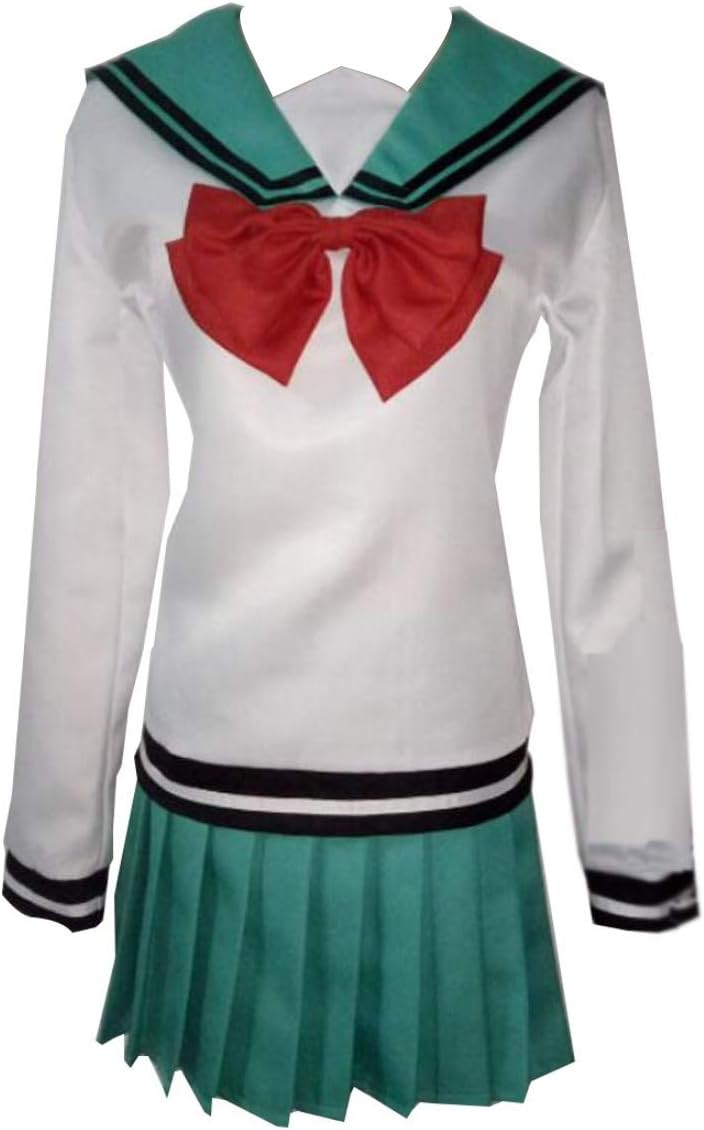 Anime Womens Costume Green Halloween Cosplay School Uniform Sailor Dress Suit (Large, Girls Set)