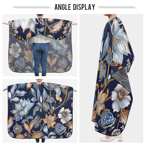 Capa de corte de cabello floral elegante impermeable profesional para barbería con cierre ajustable de broche para peinados y peluquería miniatura 5
