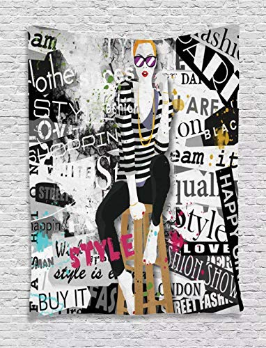 SJJUAN Mädchen Tapisserie Mode Mädchen Grunge Print Wandbehang Dekor Cover