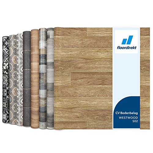 Revestimiento de suelo CV en imitación de madera, suelo de PVC, se vende por metros, antideslizante y fácil de limpiar, suelo de vinilo (100 x 100 cm, Spark | Westwood S02)
