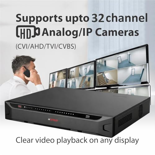 Image of CP Plus 32 Ch. 4K Network Video Recorder, Instastream, H.265, H.264, MJPEG, Two-Way Talk, Face Detection and Recognition, 2 SATA HDDs Upto 20TB Each, 2USB Ports, SMD Plus [CP-UNR-4K4322-V4]