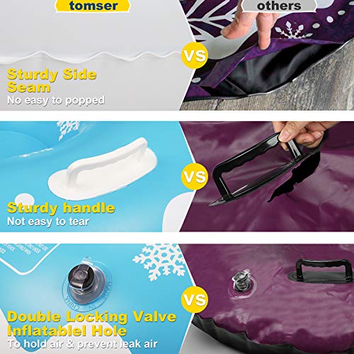 Extra Large 50 Inch Snow Tube with Backrest Tree No More Popped with Thicker K80 Military Grade Material Inflatable Snow Sled for Kids and Adults Durable Sledding Tubes Heavy Duty Inflatable Snow Tube - Thumbnail 6