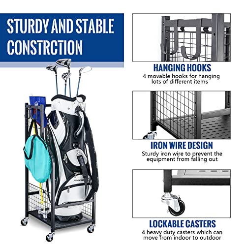 Mythinglogic Golf Bag Storage Organizer Rack-Golf Clubs Organization for Garage, Golf Bag Stand with Movable Hanging Hooks, Golf Equipment and Accessories Storage Racks for Garage,Shed,Basement by Mythinglogic - Image 2