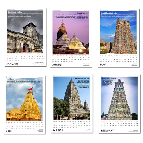 Image of Tallenge - 2024 Wall Calendar - Temples Of India - 12 x 17 Inches for Home & Office (Paper, Wall Calendar)