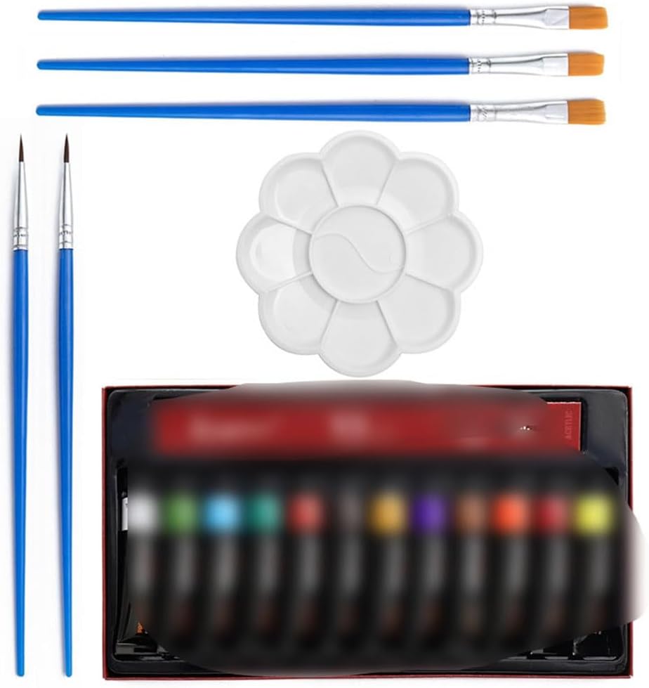 YUYUFA アクリルペイント 18セット 12ml 12色 ピーク フラットピークブラシパレット DIY ペイントツール