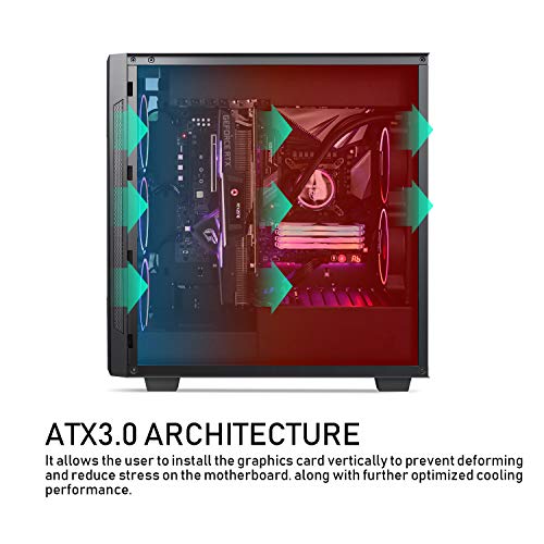 Segotep Phoenix ATX Black Mid Tower PC Gaming Computer Case USB 3.0 Type-C Ports/Graphics Card Vertical Mounting with Tempered Glass