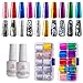 Makartt Nail Art Foil Glue Gel with Starry Sky Star Foil Stickers Set Nail Transfer Tips Manicure Art DIY 15ML, 20PCS (2.5cm100cm) Stickers, UV LED Lamp Required