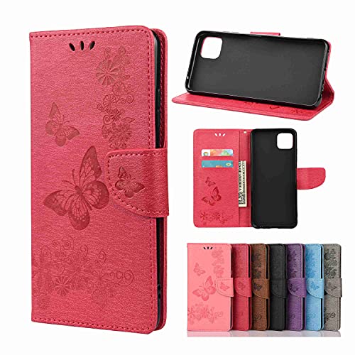 Draamvol Funda para Moto G31 Moto G41, funda con mariposa, billetera, tarjetero, cierre magnético, función atril, funda con Motorola Moto G31/G41, color rojo