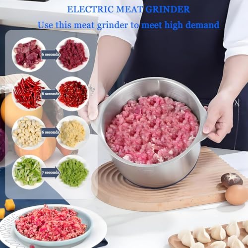 Image of 2 L Electric Meat Grinder & Food Chopper with 304 Stainless Steel Bowl 4 Blade Powerful Multi-Function Vegetable Mincer,Egg Beater Easy Clean,Dishwasher Safe,Non-Slip Base [800 W,220V-240V,50~60Hz]