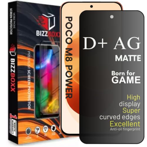 Image of D+ AG Matte Tempered Glass Screen Guard Protector For POCO M8 Power 5G Matt Temper Glass Anti Fingerprint Gaming Special With Camera Cut (POCO M8 Power - 6.99 Inch)- Pack of 1