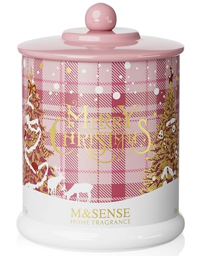 M&SENSE Winter Candles Frosted Rose Scented, 12.7oz 75 Hours Clean Burn, Non Toxic Soy Wax 2 Wick, Luxury Christmas Holiday Gifts for Women, Decorative Jar Candles for Home
