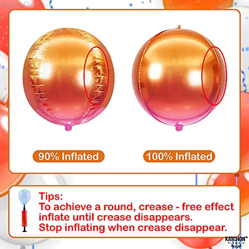 Image of KatchOn, Orange Mylar Balloons - Large 22 Inch, Pack of 6 | Round 4D Orange Foil Balloons, Metallic orange Balloon for Birthday Decoration, Halloween Decorations, Basketball Party Decorations