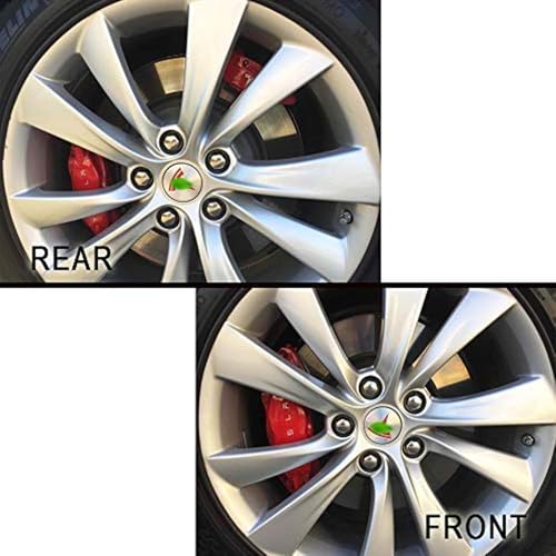 COOLKO Center Cap Wheel Rim Logo T Emblem Decals Stickers 5 Pieces Compatible with Model 3 & Y [Red] - Thumbnail 5