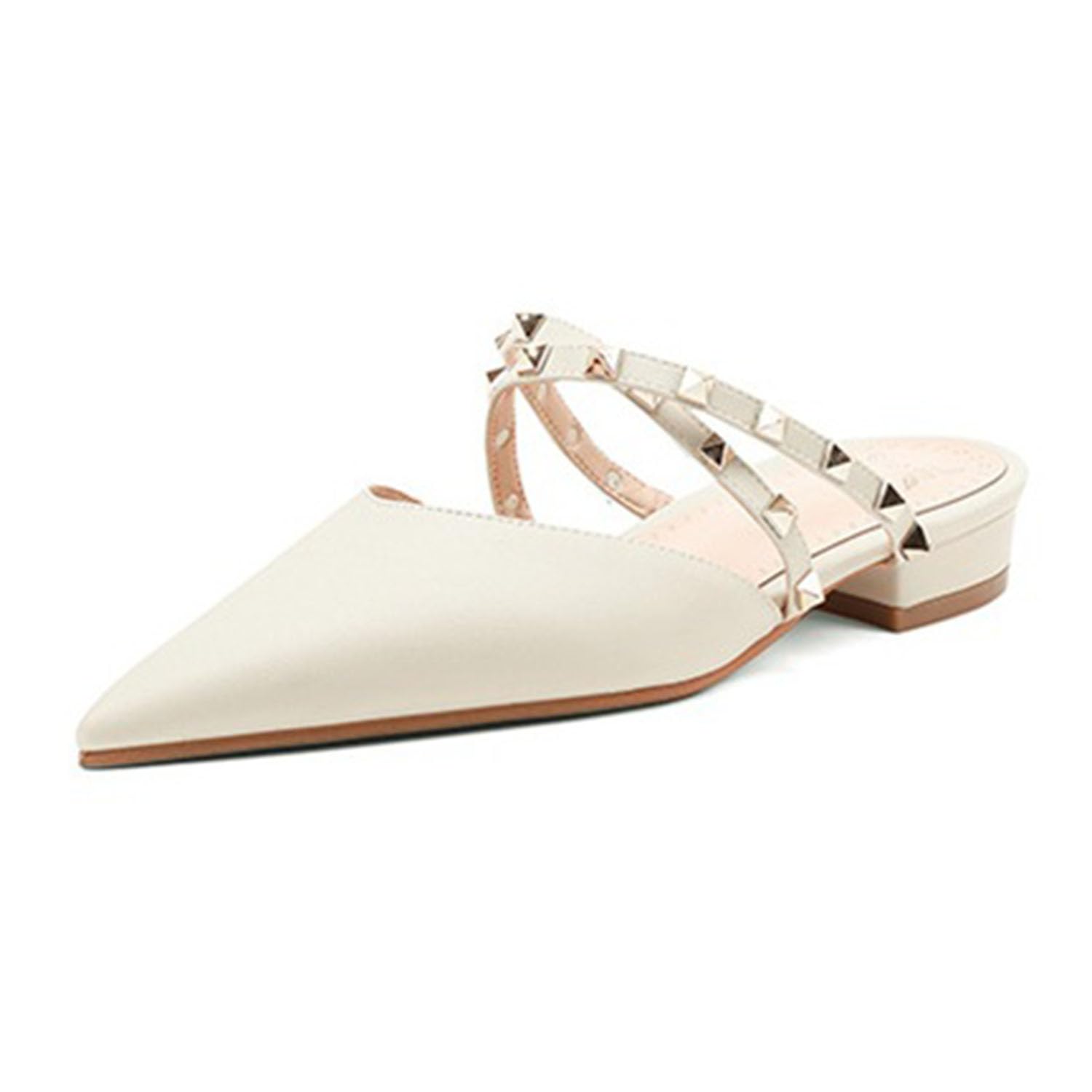 Scarpe Mary Jane con Tacco Basso, décolleté Eleganti da Donna, Sandali con Cinturini Incrociati e Borchiati, Pantofole Slip-on con Cinturino Posteriore, Sabot a Punta Chiusa