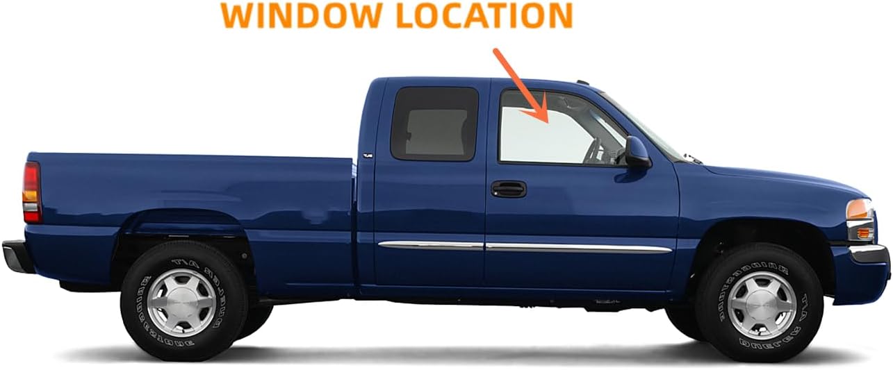 Passenger/Right Side Front Door Window Glass Clear Replacement For GMC Sierra Chevrolet Silverado 1500 2500 3500 1999-2006 / Sierra Classic Silverado Classic 1500 2500 2007