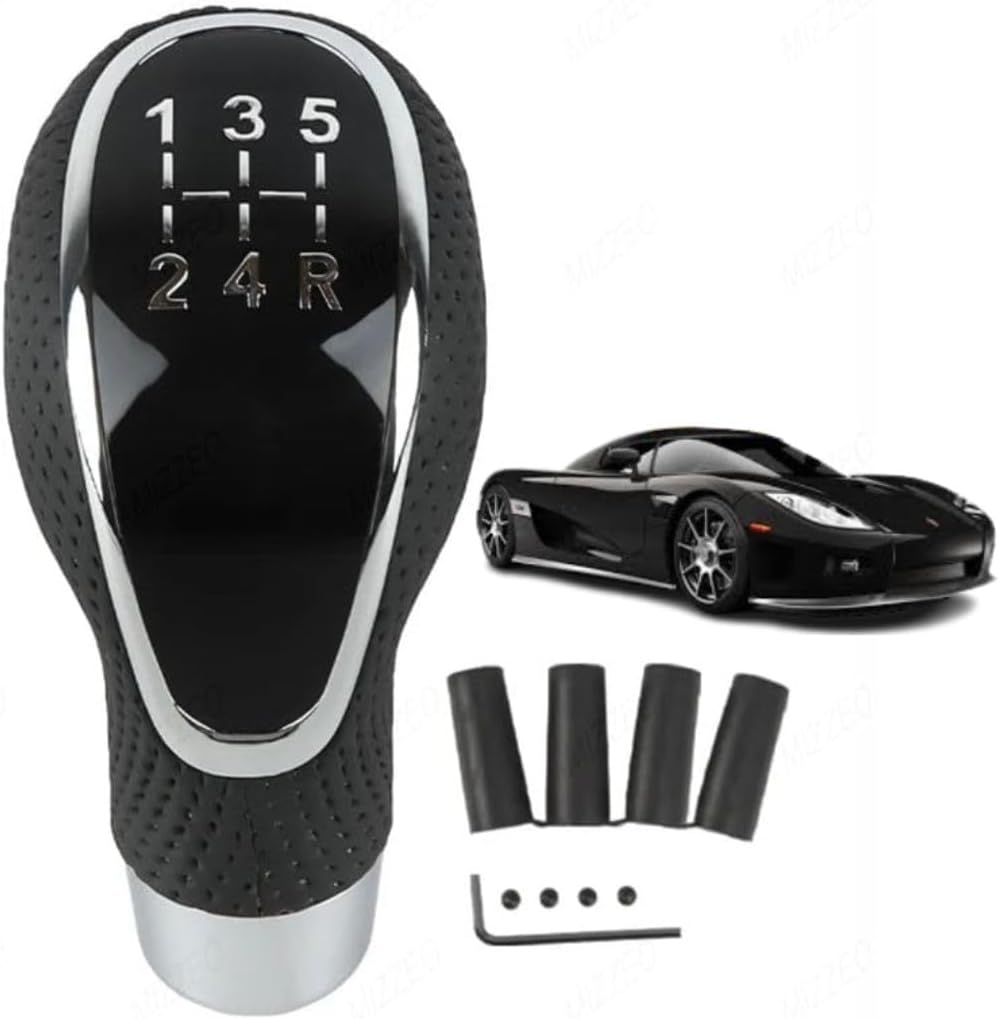 Car Gear Knob Stylish | 5 Speed Gear Shift Knob Universal | HyperNova Black and Chrome with 4 Adapters, Screws and Allen Key | Gear Lever knob for All Manual Cars and SUVs