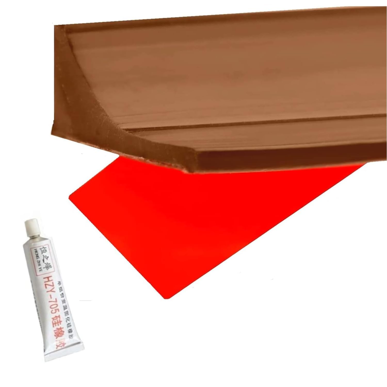 LitenyxSilicone Collapsible Threshold Water Barrier Strip for Shower, Self-Adhesive Corner Kitchen Sink, Bathroom tub Water Retaining Stopper (3 Meter, Brown)