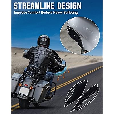 Black Adjustable Wind Deflectors Upper Fairing Air Deflectors Compatible with Harley Davidson 2014-2024 Street, Electra Glide, Ultra Limited, Tri Glide, CVO Fairing Side Wing Windshield