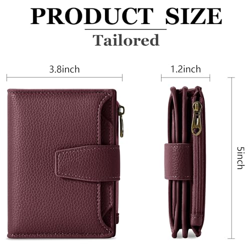 Image of Airkit Small Wallet Women RFID Blocking Soft Leather Bifold Compact Card Holder Wallet for Women with Zipper Coin Pocket 4 ID Window