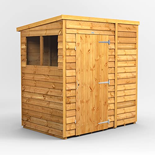 Powersheds High Grade Premium Pent Overlap Wooden Shed with Security Features, Door & Window Flexibility, made from Extra Thick Timber