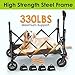 Collapsible Wagon with Wheels, Feelnais Folding Wagon Cart with Adjustable Handle, 135L Portable Utility Wagon for Grocery Garden Shopping Camping Sports Beach