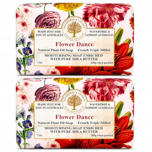 Image of Wavertree & London Flower Dance Natural Soap Bars, Triple Milled Bath Soap