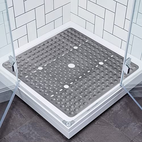 Lurowo Tapis de Douche Antidérapant, Grand Tapis de Bain Carré 70 * 70cm avec Ventouses, Tapis de Baignoire Antibactérien Lavable pour la Douche, Baignoire...