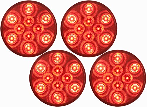 Optronics 4 Pack 4" Round Red Led 10 Diode Stop Turn Tail Light Pl-3 Connection Stl43Rb #TOP12