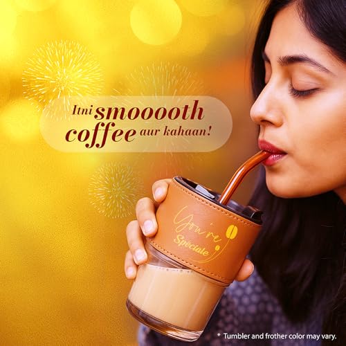 Image of CONTINENTAL COFFEE Gift Box Hamper Set | Continental Speciale Vanilla & Caramel Flavoured Coffee Powder 50gm Jar | Premium Tumbler 350ml | Stainless Steel Electric Handheld Frother | Festival Gift | Diwali Gift Box