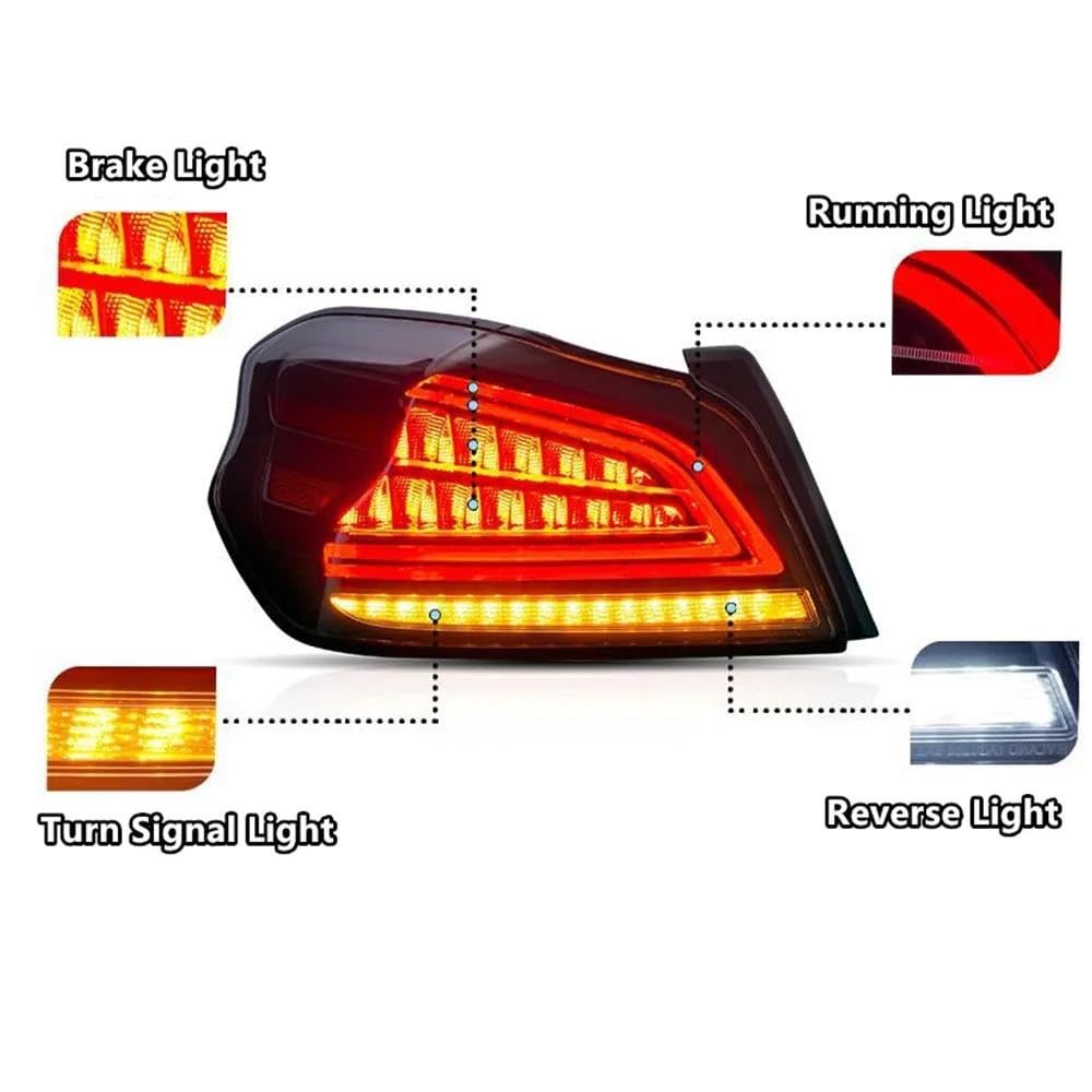 Genérico Piloto Trasero Luz Trasera Led Para Subaru Para WRX 2014-2021 LED Coche Parada Freno Antiniebla Señal Giro Inversa Lámpara Traseras Indicador