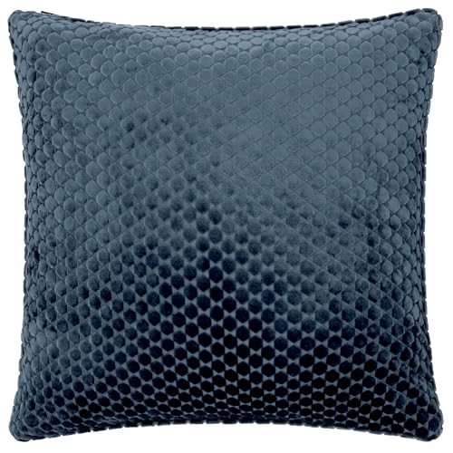 Image of Paoletti Neptune Cushion Cover – Soft Luxury Velvet Geometric Decorative Case (Navy – 50x50cm)