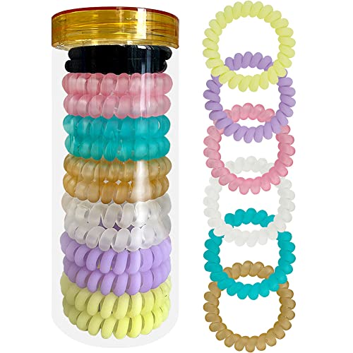 BeliJiu Spiral Coil Hair Ties - Matt 12P - Phone Cord Hair Ties, Elastic Hair Ties for Women, Wrinkle Free, Long Lasting, Ponytail, Pain Free Hair Accessories, Curly, Straight Hair, All Hair Types
