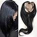 QDHJHH Long Silk Base Human Hair Topper Clip in 5x5 Virgin Straight Hair Topper Hairpieces 100% Real Human Hair Topper 12x13cm (18inch, Natural color)