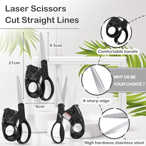 Image of Drumstone Laser Guided Scissors for Fabric, Paper & Crafts | Stainless Steel Blades | Ergonomic Handle with Adjustable Blade Tension | Precision Straight Cutting Tool for Sewing, Tailoring & DIY