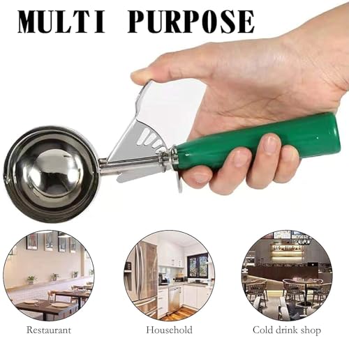 Image of Clazkit Ice Cream Scoop | Push Button | Stainless Steel Ice Cream Scoop with Ergonomic Handle - Heavy Duty, Rust-Resistant Dessert Scooper | Color May Vary