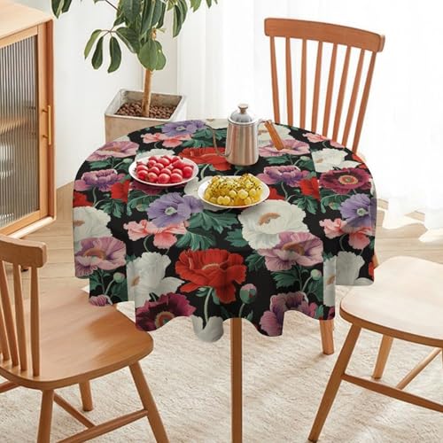 Nappe ronde lavable imprimé grands pétales pour table de cuisine