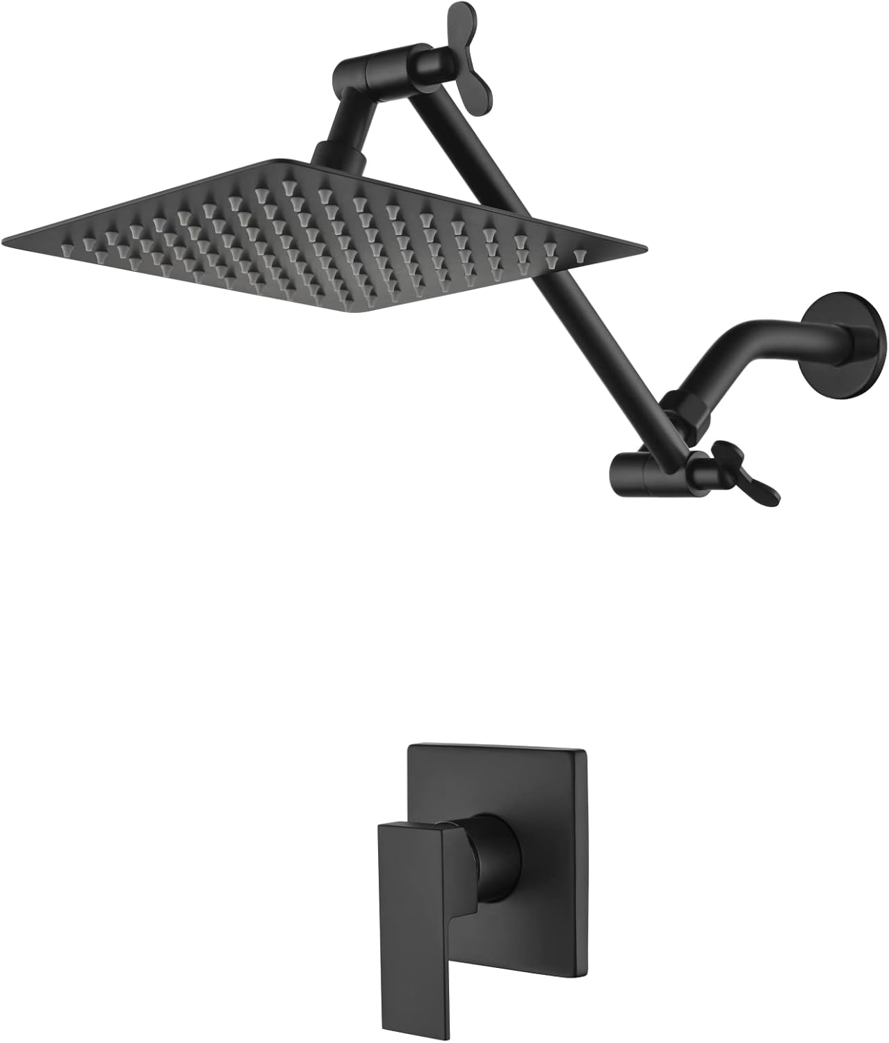 Shower Faucet Set Complete Matte Black Shower System with 8 Inch Rain Shower Head, Bathroom