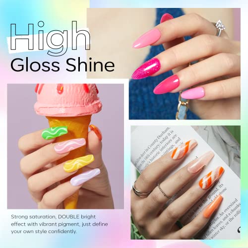 Modelones Neon Gel Nail Polish Set, 24 Pcs 7Ml Rainbow Summer Neon Glitter Gel Polish Color Soak Off Party Bright Pink Sparkle Colorful Nail Polish With Nail Primer Glossy Matte Top Base Coat 4Th Of July Nail Art Gifts #TOP1