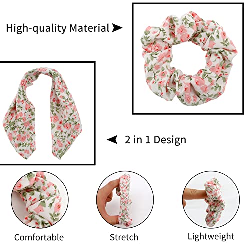 Ondder Hair Scrunchies For Women 15 Pcs Hair Scrunchies For Women’s Hair Cute Girls Bow Scrunchies For Hair Ribbon Scrunchies With Bow Elastic Hair Ties Bands Ponytail Holder Hair Accessories For Women Girls Kids - Floral & Fruit Print #TOP2