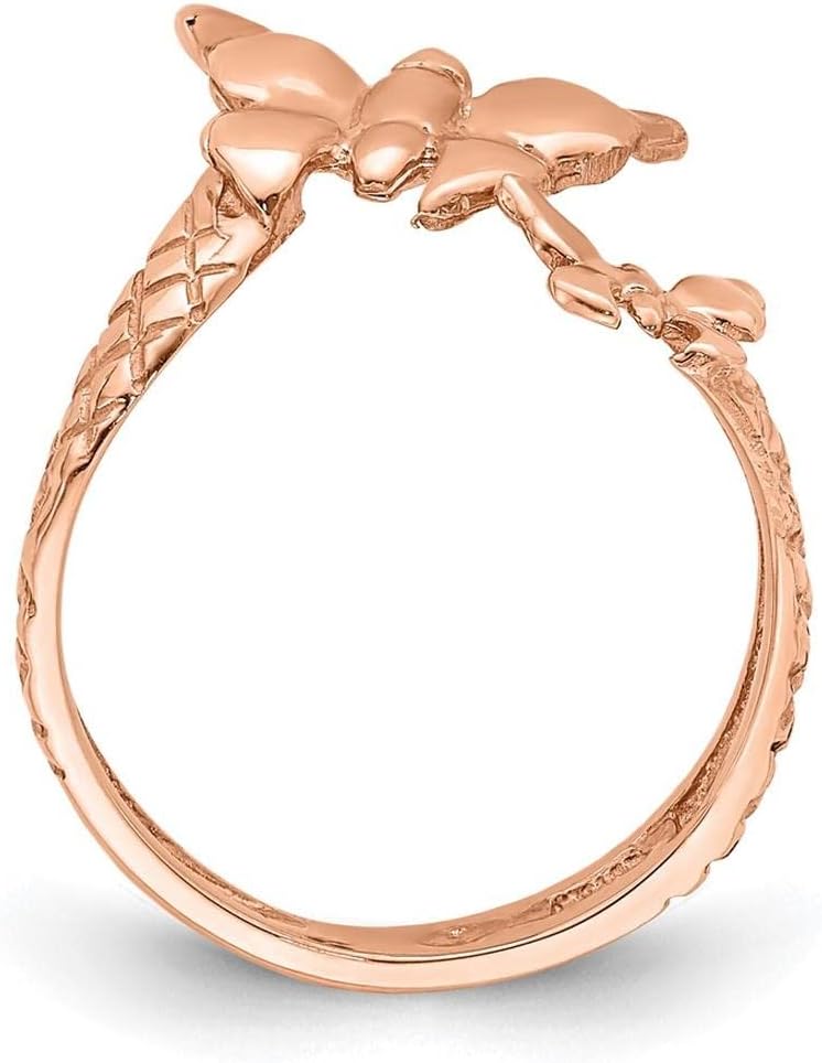 14k Rose Gold Polished & Textured Butterfly Toe Ring