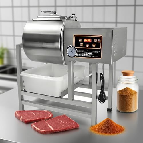 Commercial Electric Meat Tumbler Marinator - 45L Stainless Steel Vacuum Pump Machine for Jerky, Sausage, Bacon & Vegetable Curing - Heavy Duty Meat Tenderizer