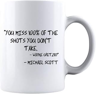KROPSIS You Miss 100% of The Shots You Don't Take, Michael Scott - Funny Sarcastic Ceramic Coffee Mug White